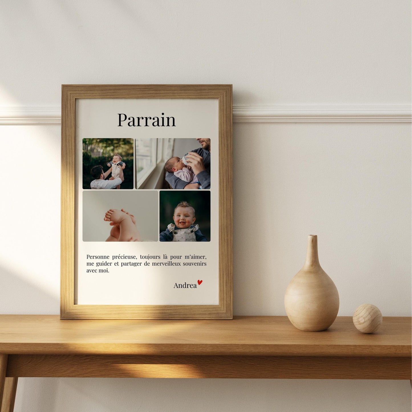 Affiche parrain personnalisée - Cadeau personnalisé parrain photos et texte