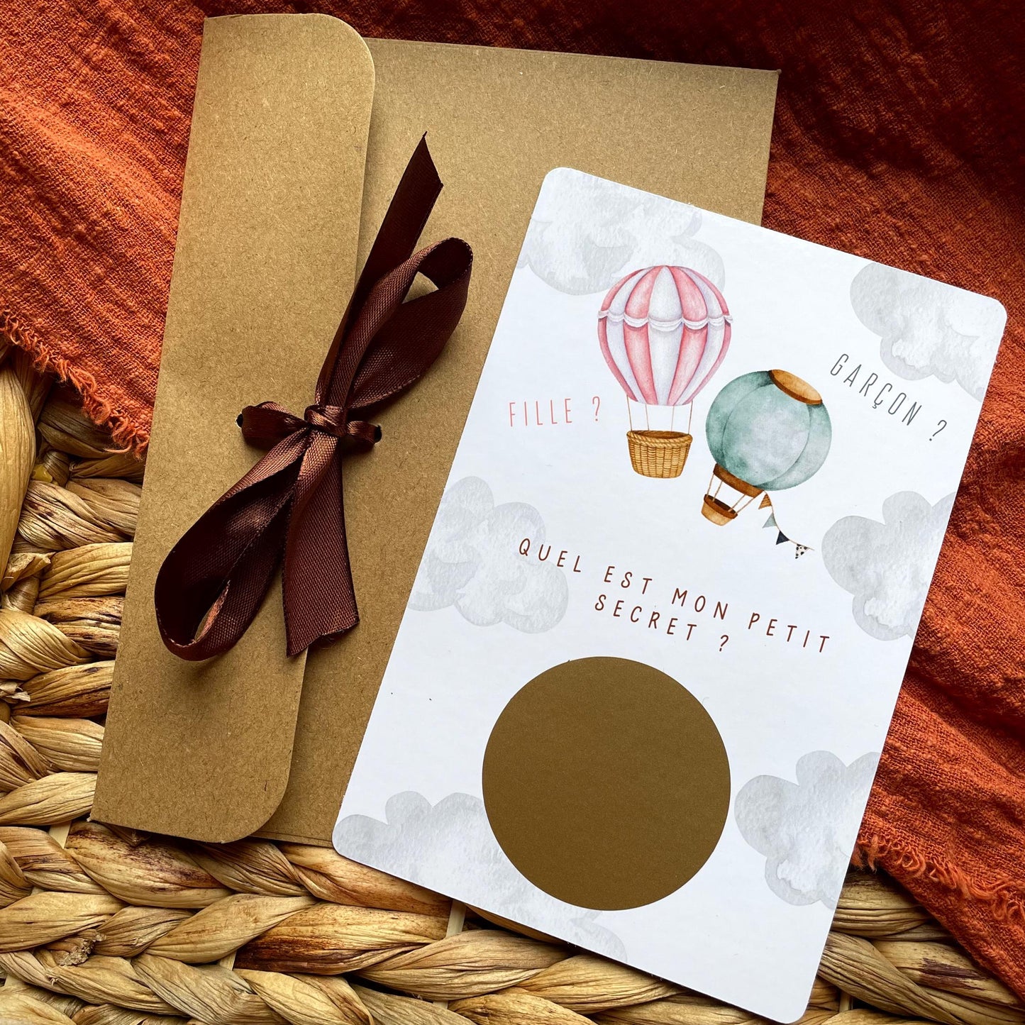 Carte à gratter révélation sexe bébé - carte à gratter gender reveal bébé - idée originale annonce garçon ou fille
