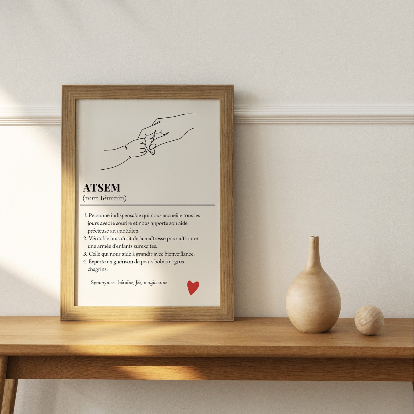 Affiche personnalisée définition atsem, cadeau atsem