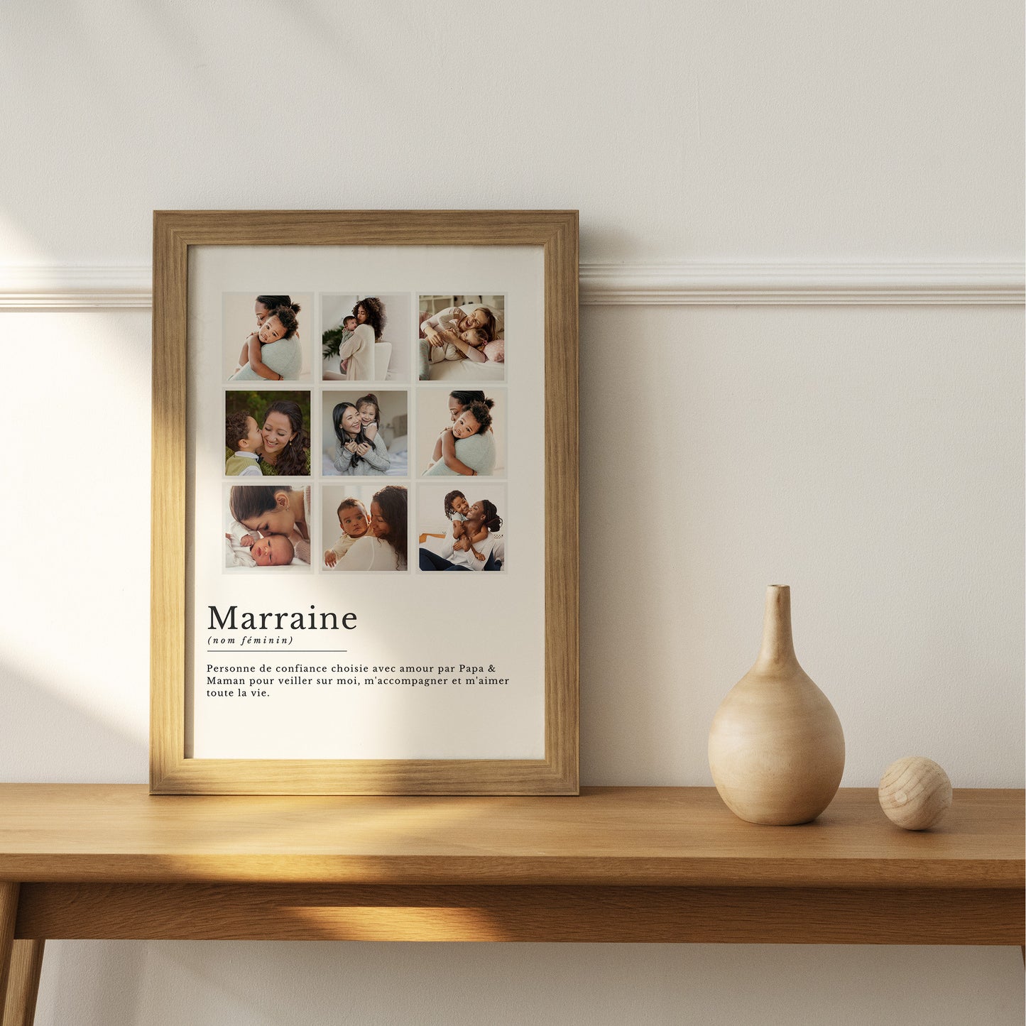 Affiche définition marraine personnalisée avec photos - cadeau marraine