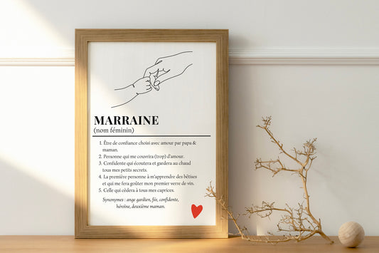 Affiche définition marraine - Cadeau personnalisé marraine