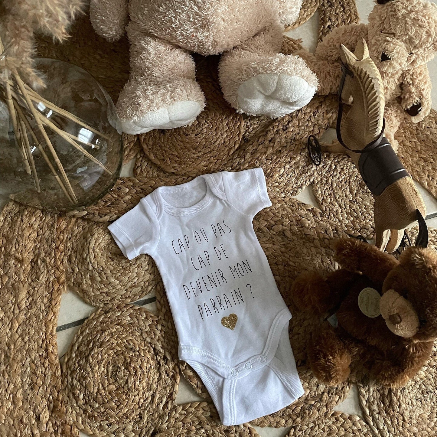 Body bébé personnalisé demande parrain "cap ou pas cap de devenir mon parrain?"