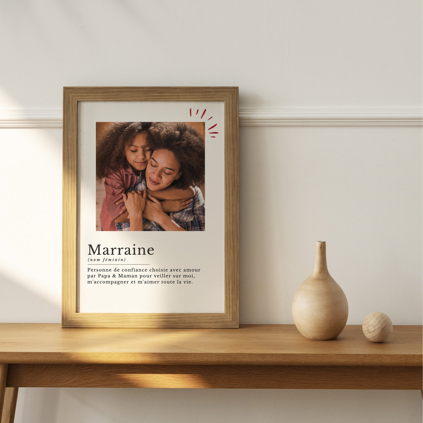 Affiche définition marraine personnalisée avec photo - cadeau marraine personnalisé