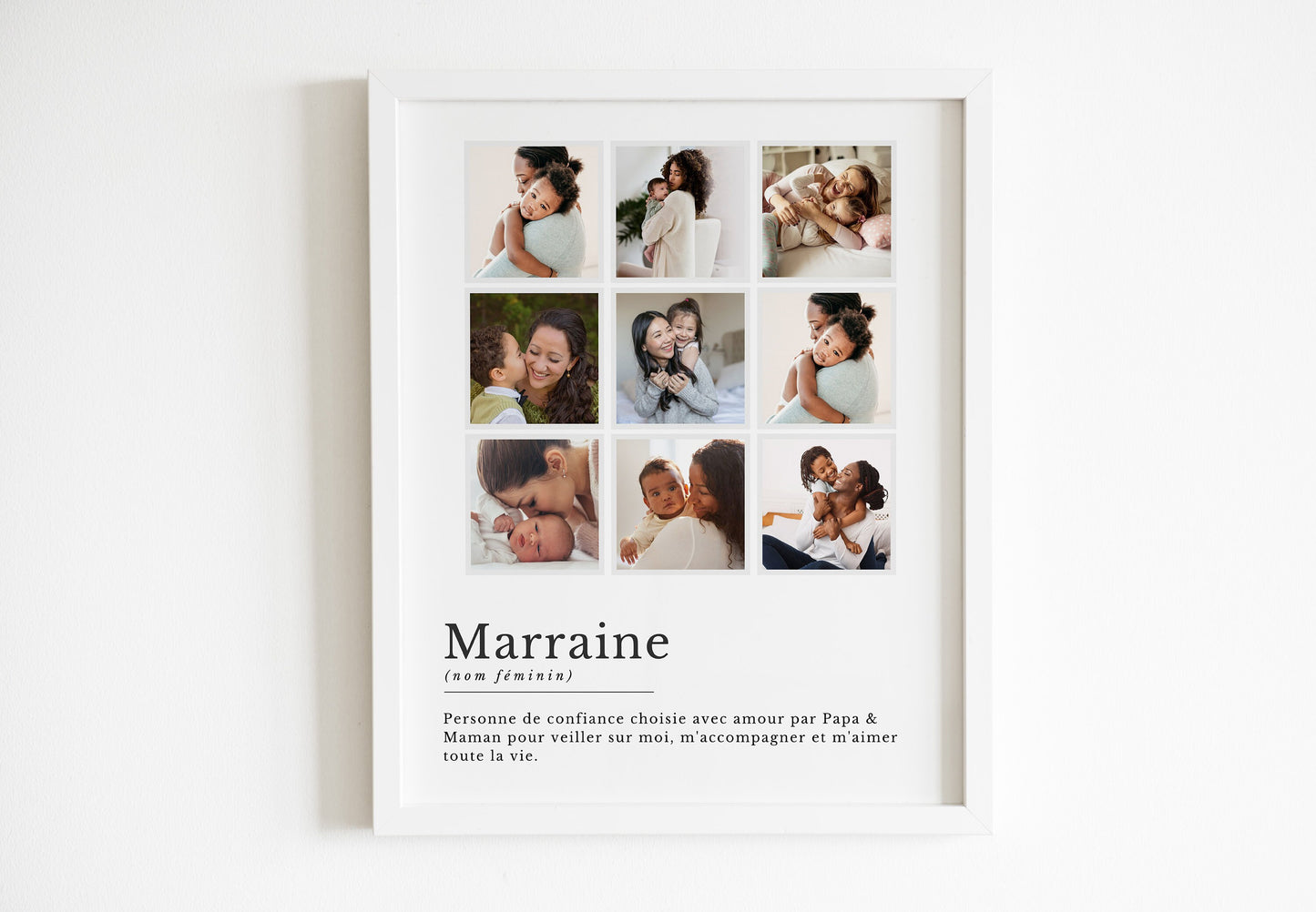 Affiche définition marraine personnalisée avec photos - cadeau marraine