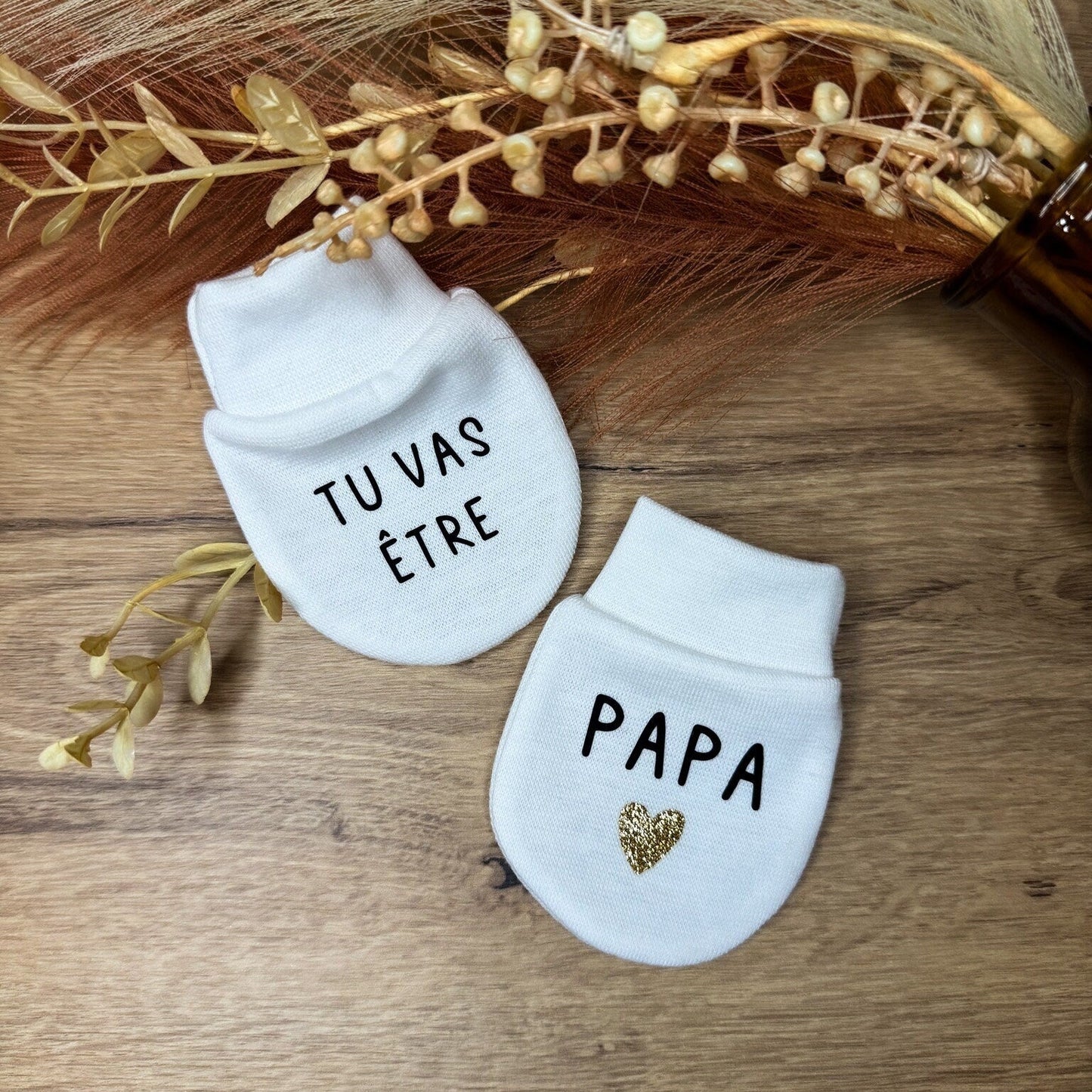 Moufles bébé annonce grossesse futur papa