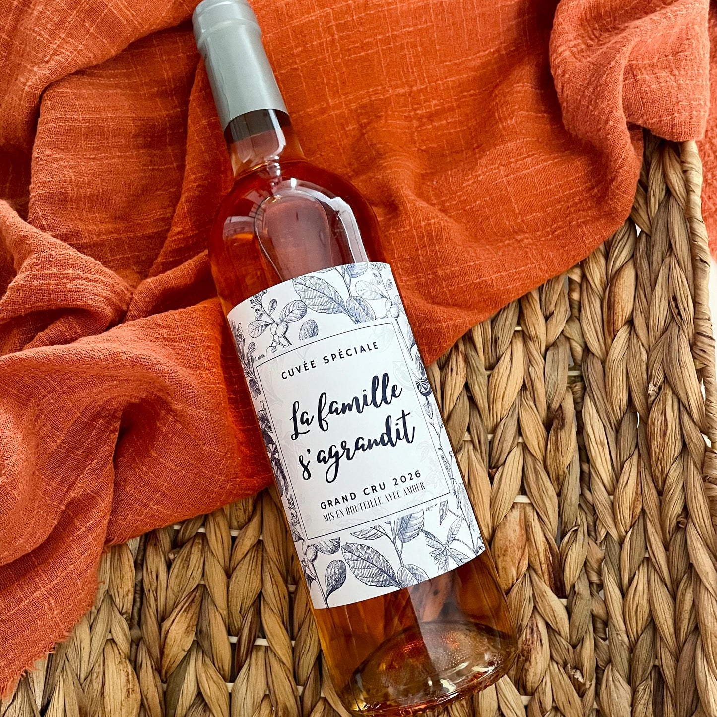 Étiquette bouteille de vin personnalisée – Annonce grossesse originale – Idée surprise famille