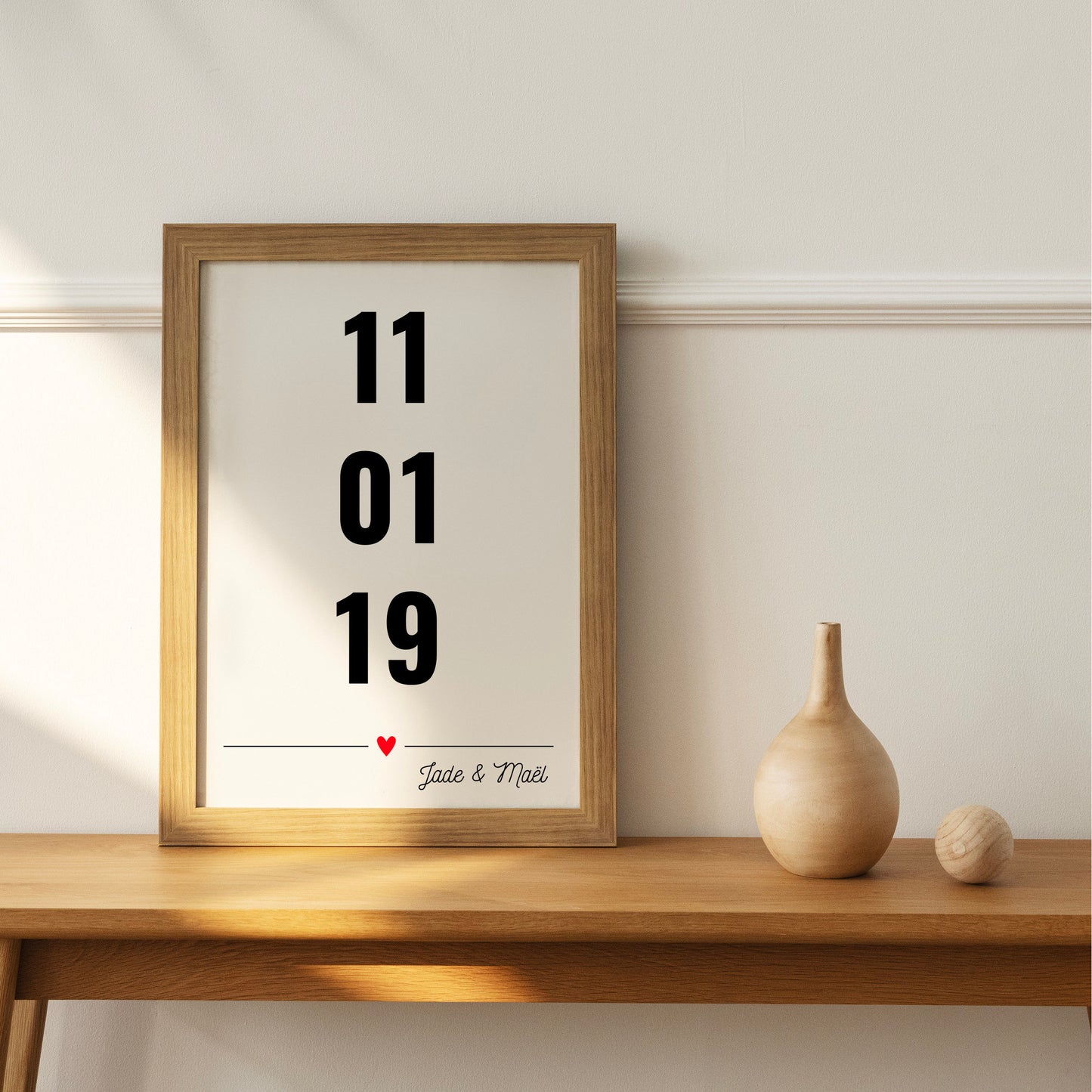 Affiche personnalisée date importante couple, naissance, mariage