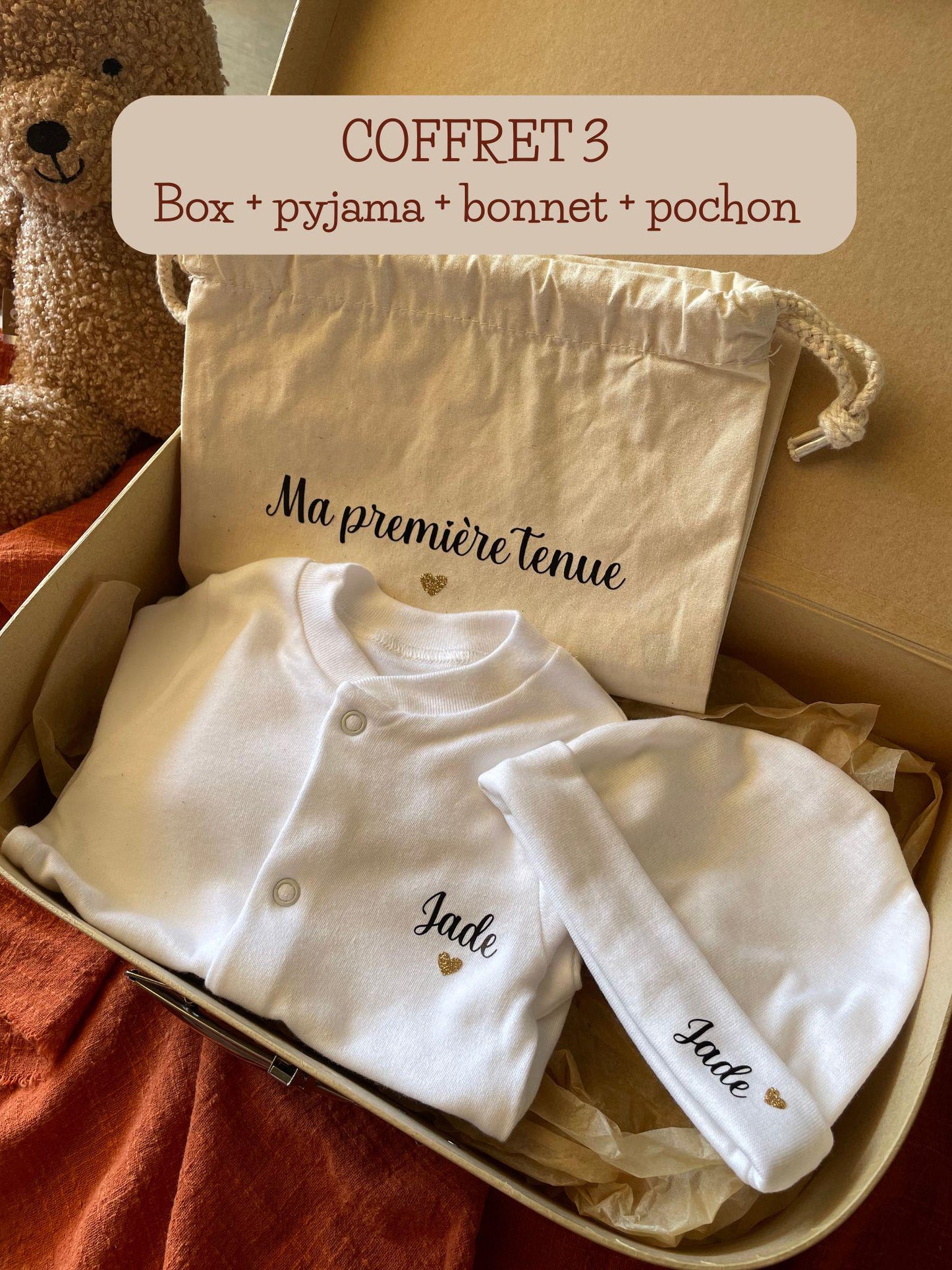 Box Naissance Personnalisée - Coffret Naissance Bébé Personnalisé - Cadeau Naissance Fille ou Garçon