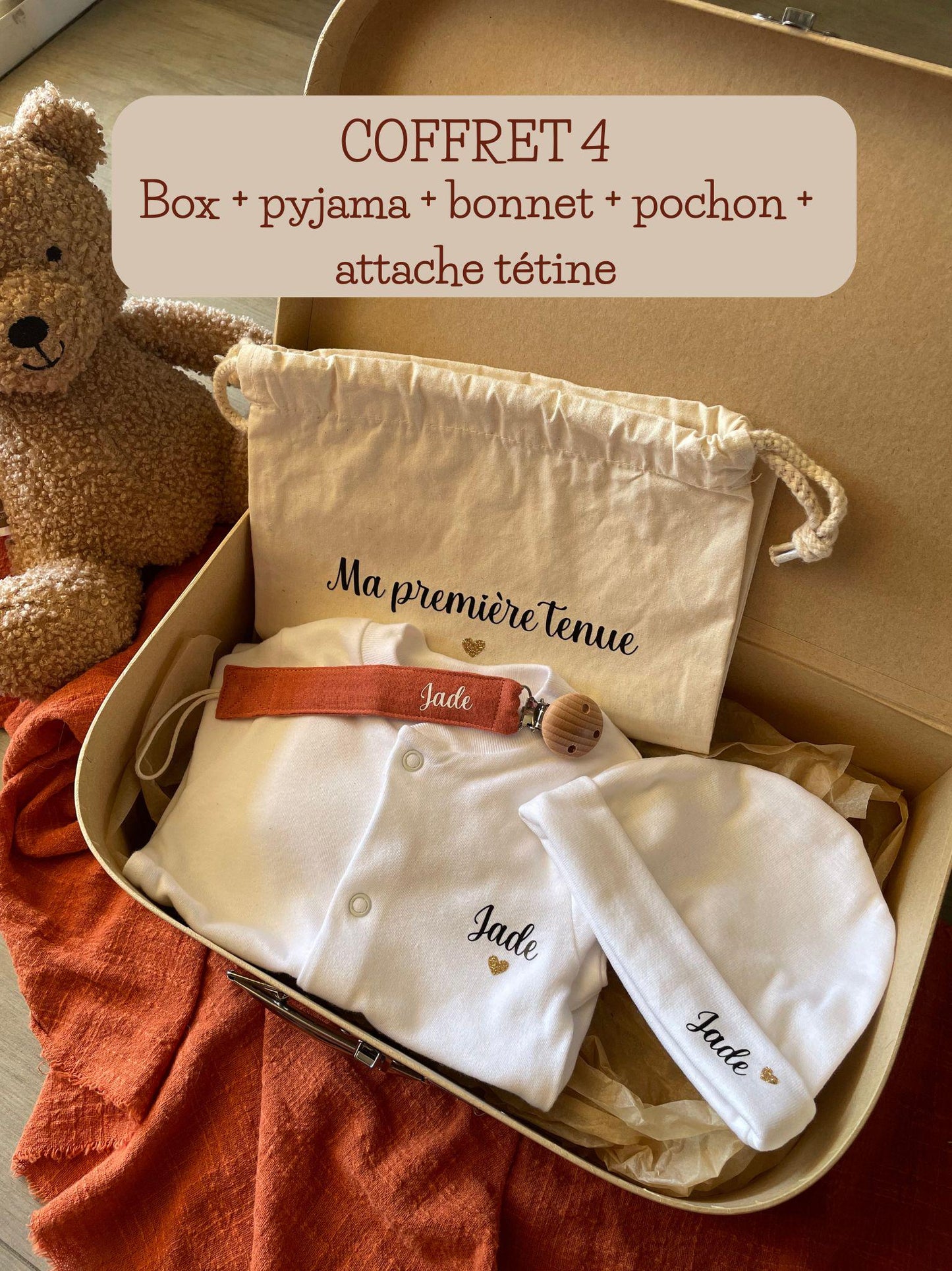 Box Naissance Personnalisée - Coffret Naissance Bébé Personnalisé - Cadeau Naissance Fille ou Garçon