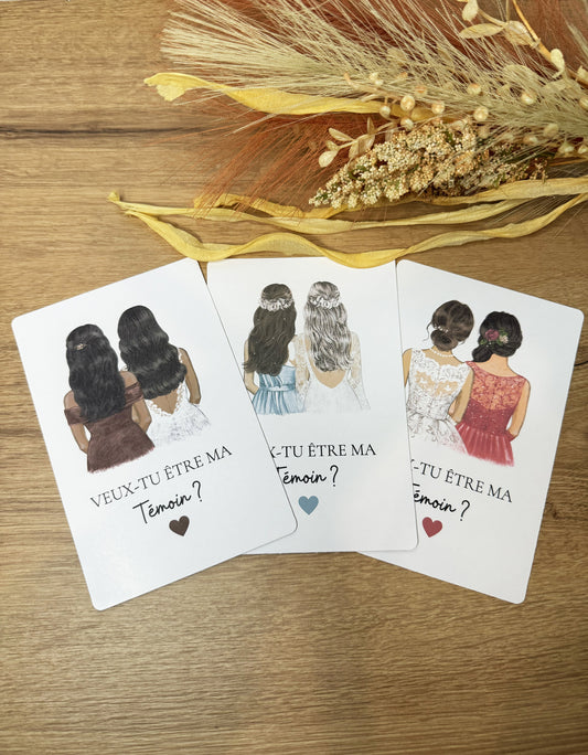Carte demande témoin mariage "Veux-tu être ma témoin ?"