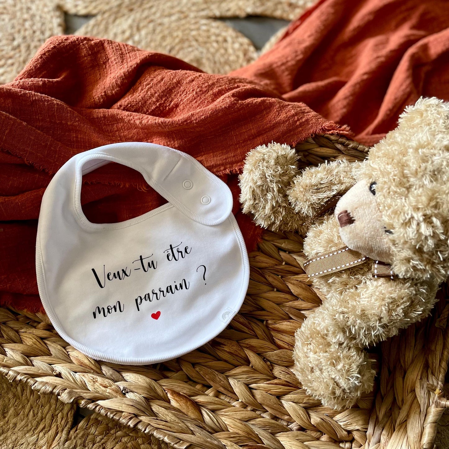 Bavoir personnalisé "Veux-tu être mon parrain ?" ou "Veux-tu être ma marraine ?" – Demande parrain/marraine – Cadeau marraine/parrain