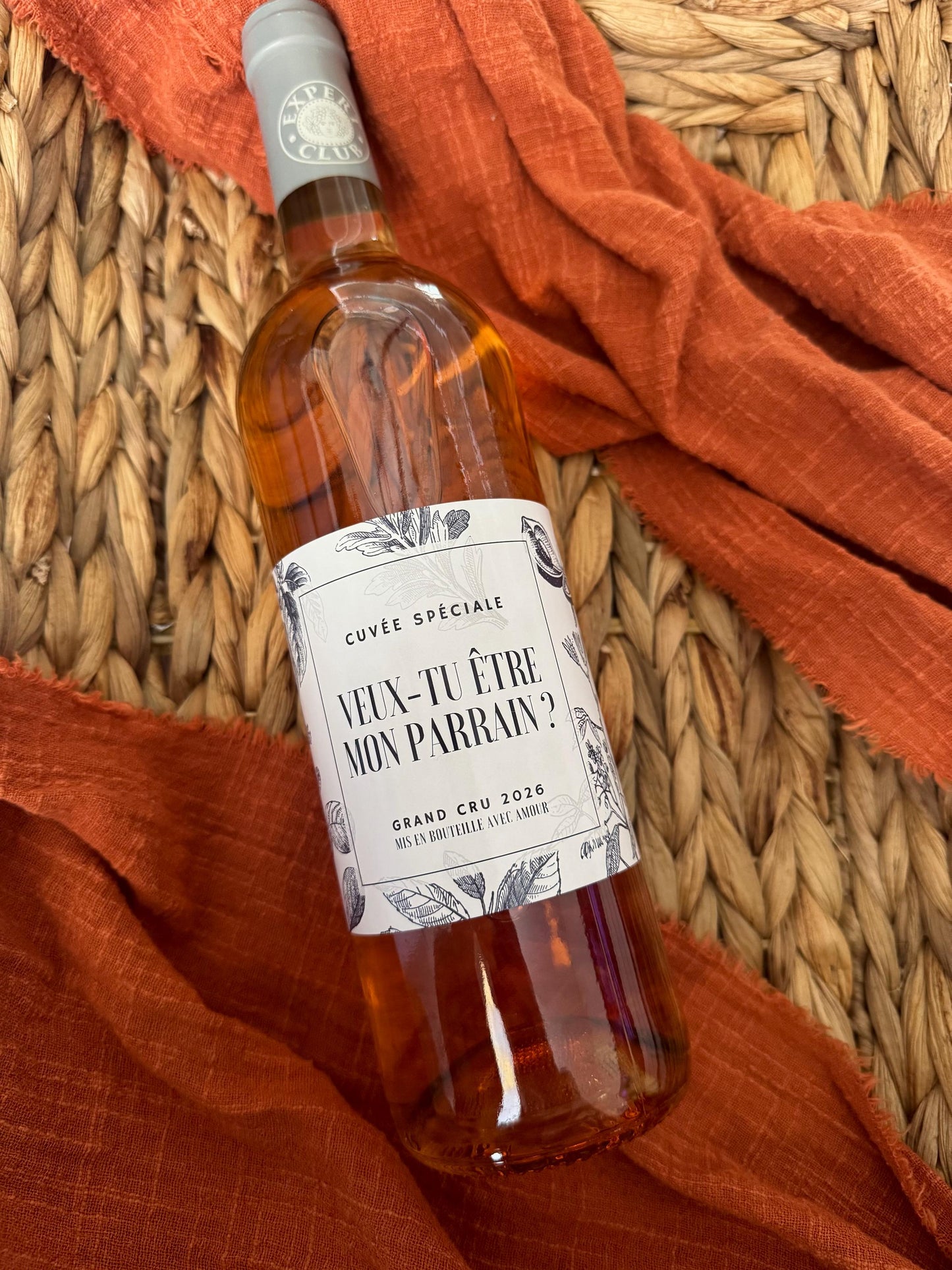 Etiquette bouteille demande parrain "Veux-tu être mon parrain ?"