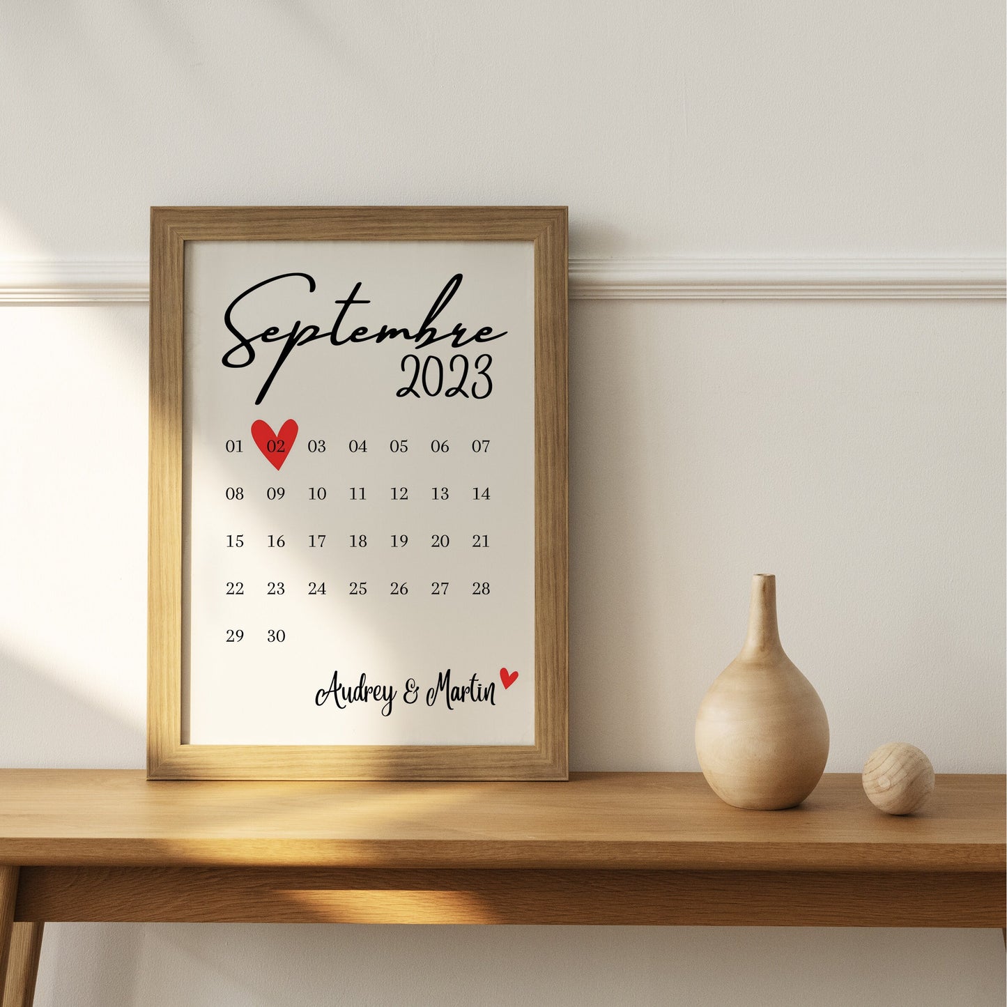 Affiche personnalisée date importante / couple / mariage / naissance