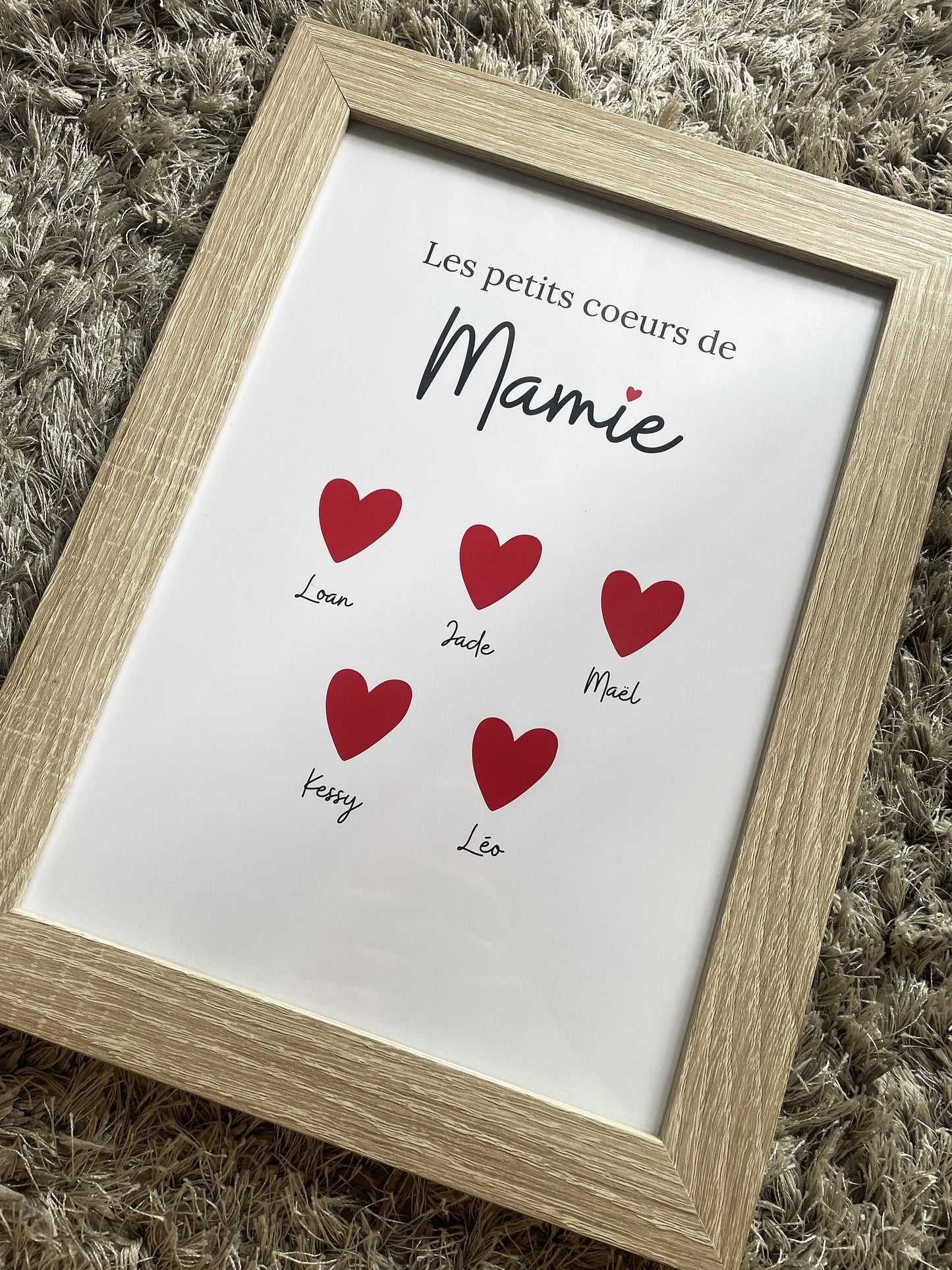 Affiche personnalisée "les petits coeurs de mamie", cadeau mamie, fête des grands-mères