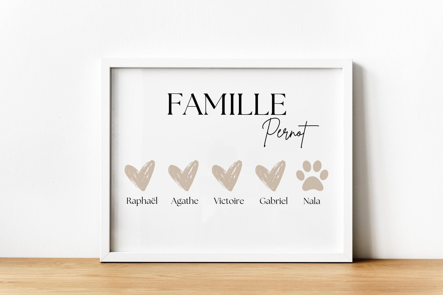 Affiche Famille Personnalisée avec Prénoms et Animaux