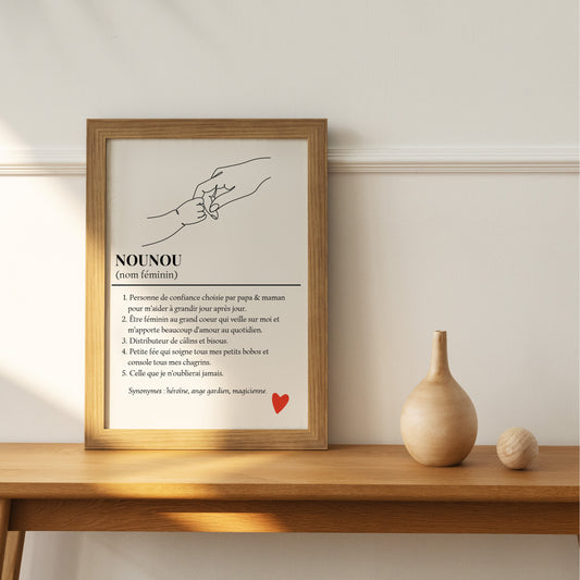 Affiche personnalisée définition nounou, cadeau nounou