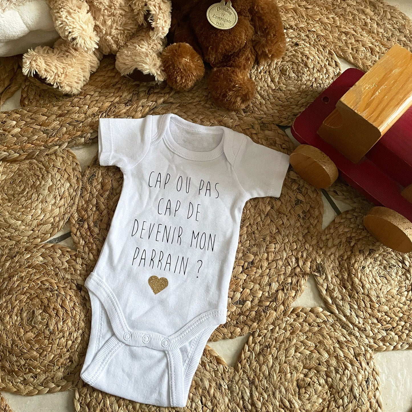 Body bébé personnalisé demande parrain "cap ou pas cap de devenir mon parrain?"