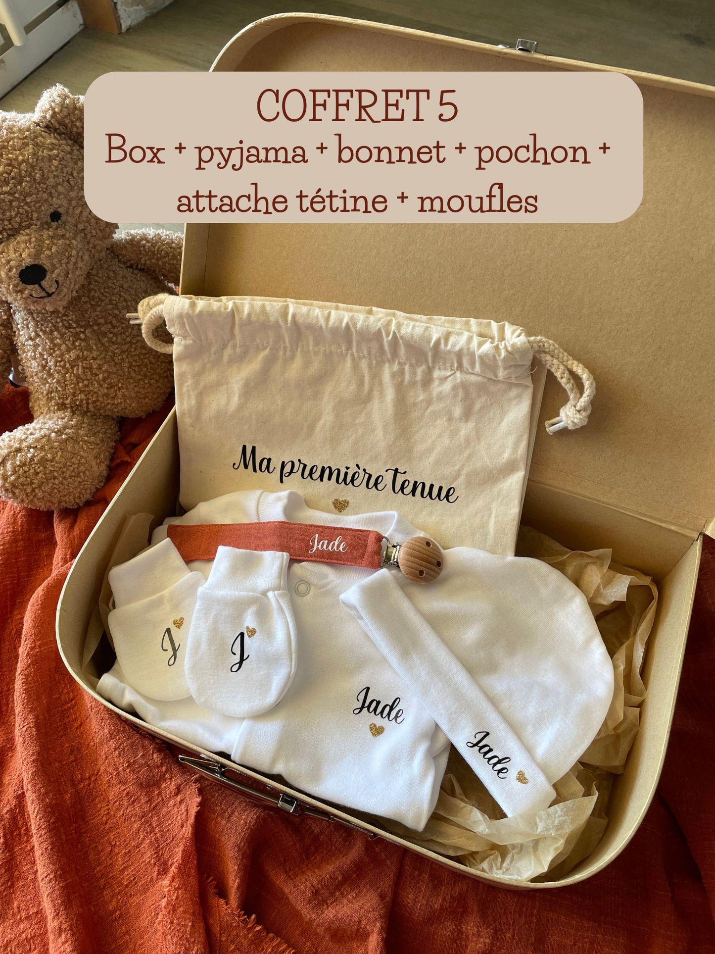 Box Naissance Personnalisée - Coffret Naissance Bébé Personnalisé - Cadeau Naissance Fille ou Garçon