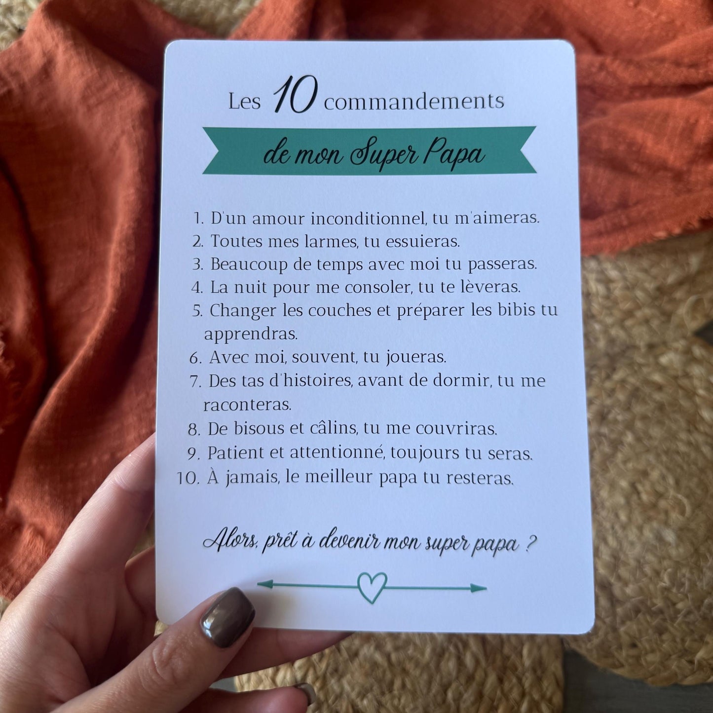 Carte 10 commandements papa - annonce grossesse futur papa