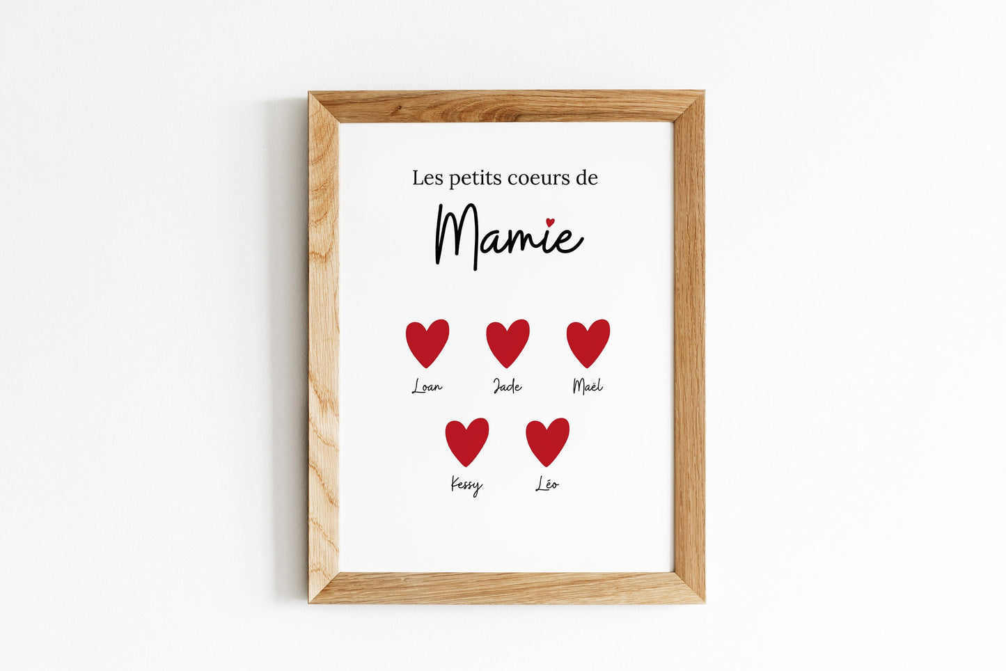 Affiche personnalisée "les petits coeurs de mamie", cadeau mamie, fête des grands-mères