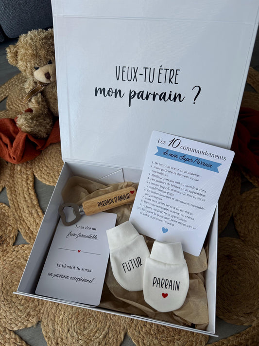 Box Demande Parrain Personnalisée Veux-tu être mon parrain ? - Cadeau Futur Parrain - Coffret cadeau demande parrain