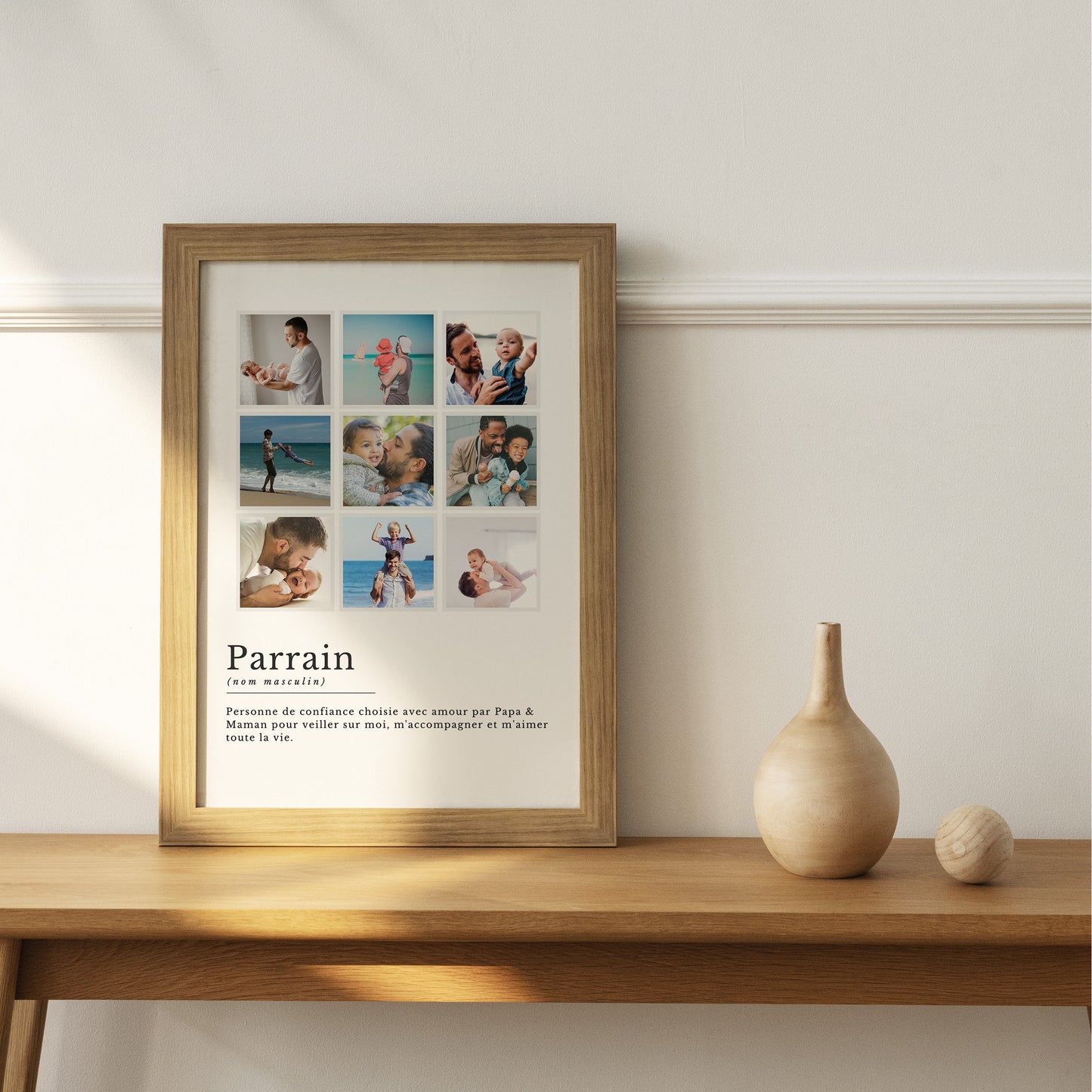 Affiche définition parrain personnalisée avec photos - cadeau parrain