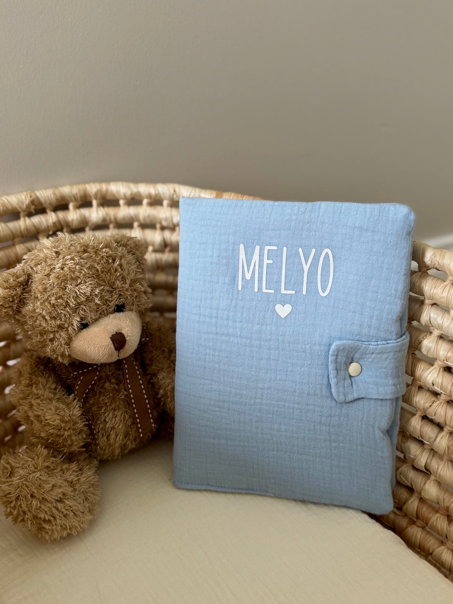 Protège carnet de santé personnalisé en double gaze de coton, cadeau naissance