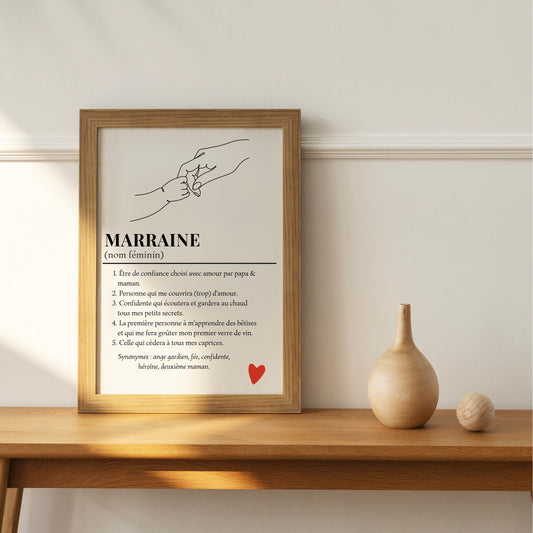 Affiche définition marraine - Cadeau personnalisé marraine