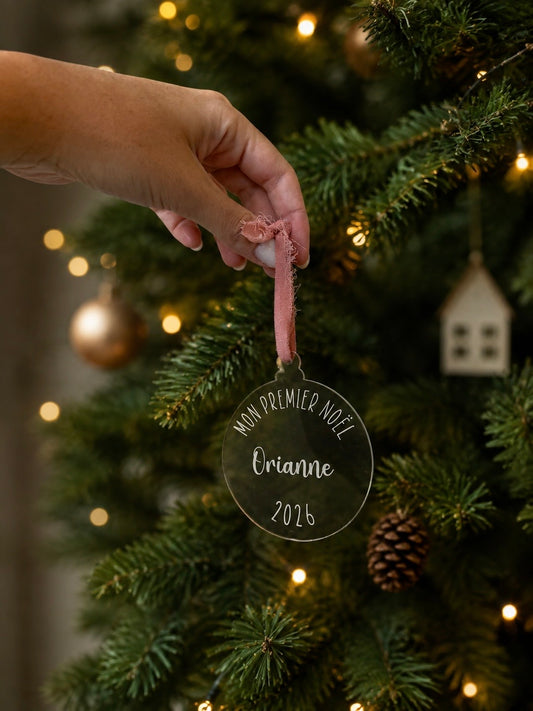 Mon premier Noël - Boule de Noël personnalisée bébé - décoration sapin personnalisée 1er Noël bébé