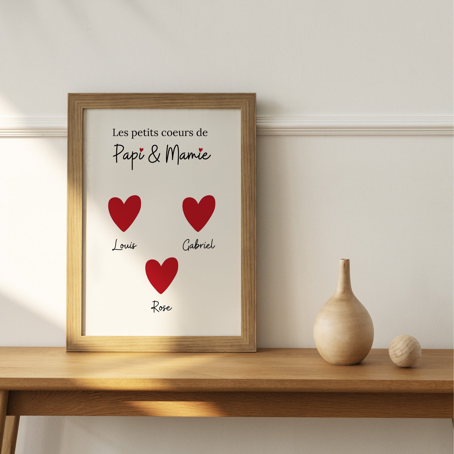 Affiche personnalisée "les petits coeurs de papi et mamie", cadeau grands parents,