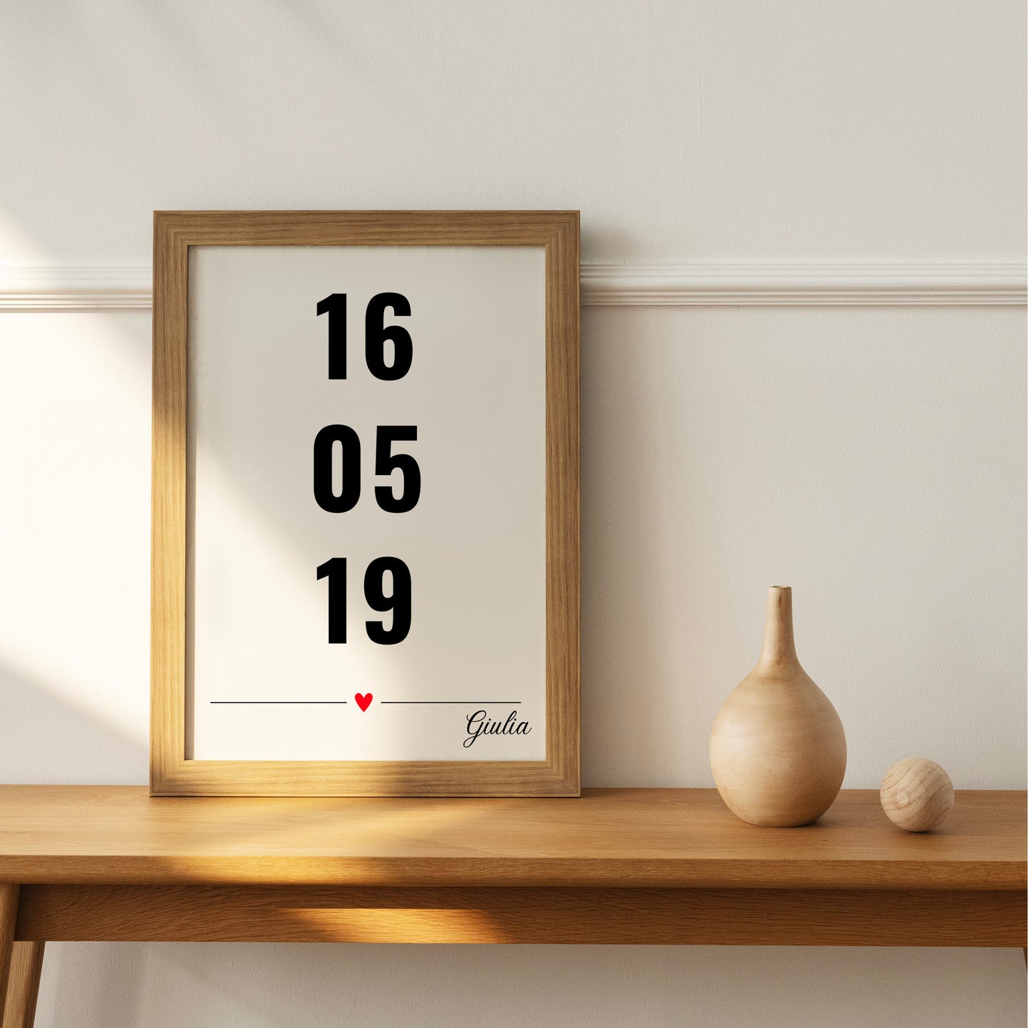 Affiche personnalisée date importante couple, naissance, mariage