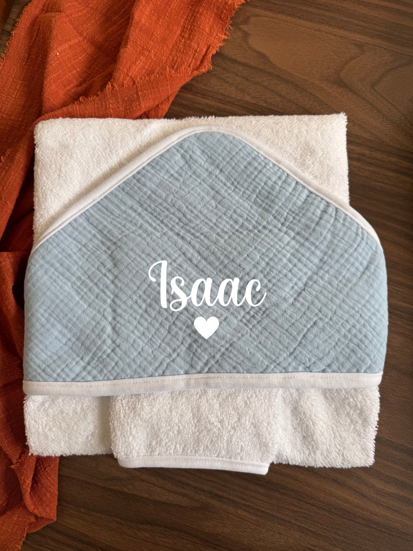 Cape de bain bébé personnalisée - Sortie de bain bébé en gaze de coton