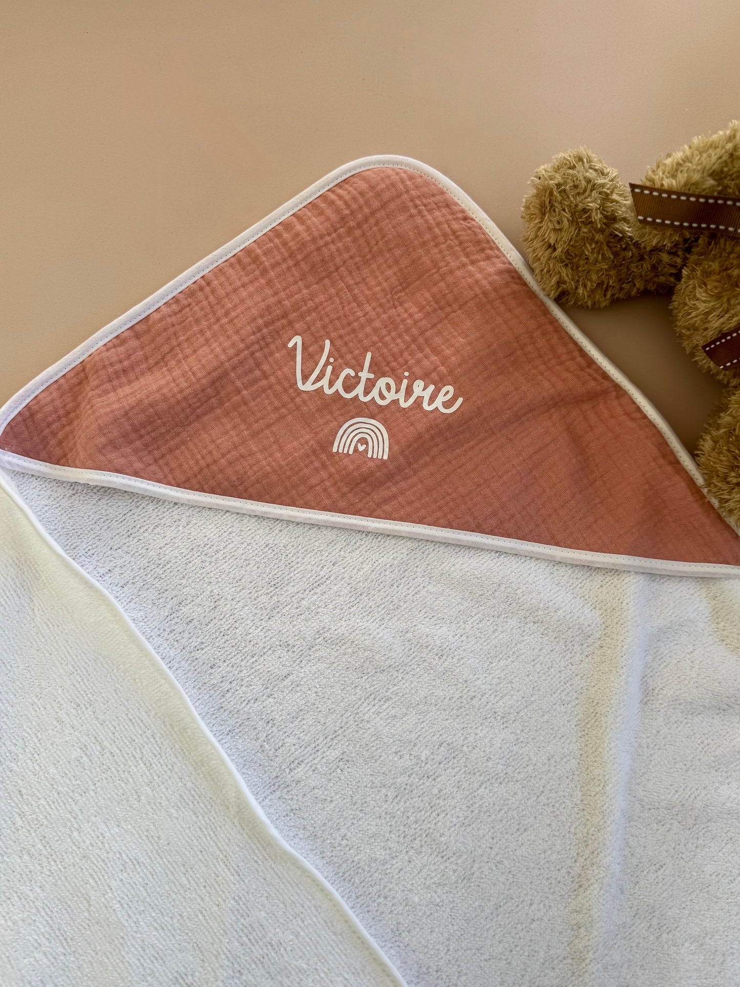 Cape de bain bébé personnalisée - Sortie de bain bébé en gaze de coton