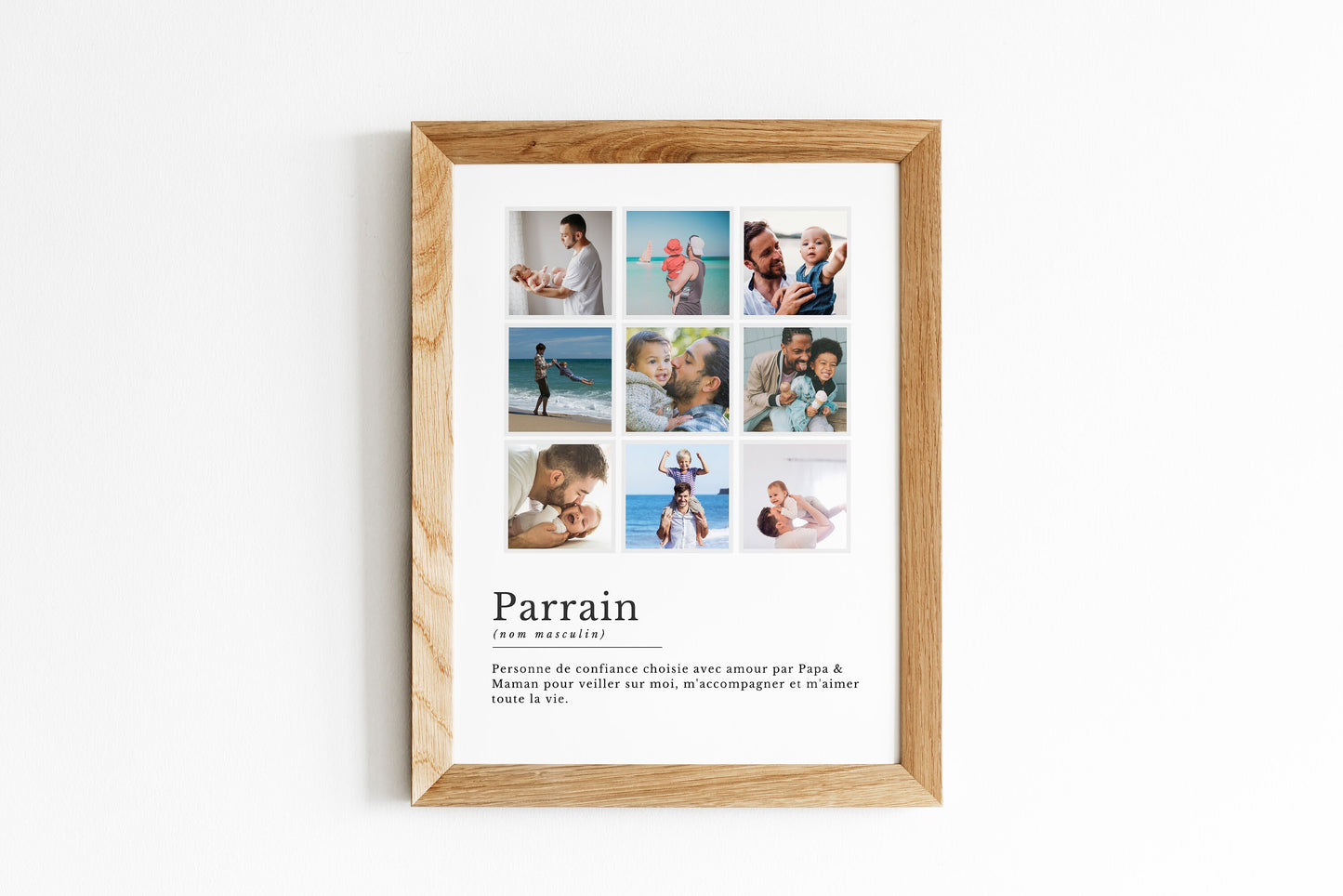 Affiche définition parrain personnalisée avec photos - cadeau parrain