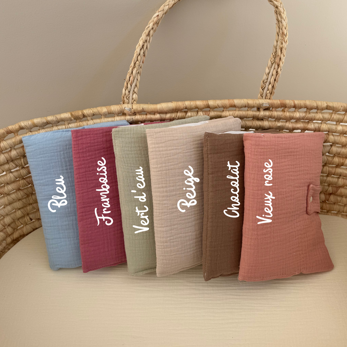 Protège carnet de santé personnalisé en double gaze de coton, cadeau naissance