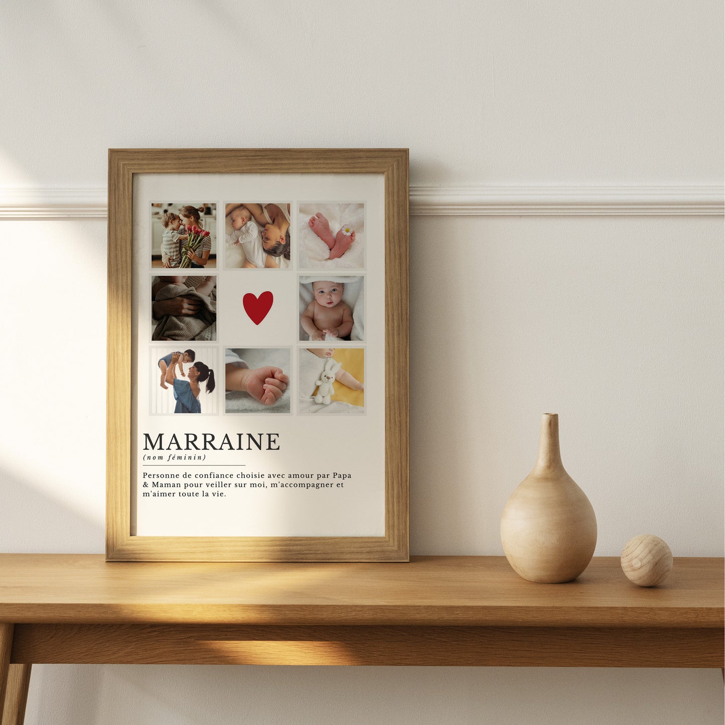 Affiche personnalisée marraine, cadeau baptême marraine, cadeau marraine
