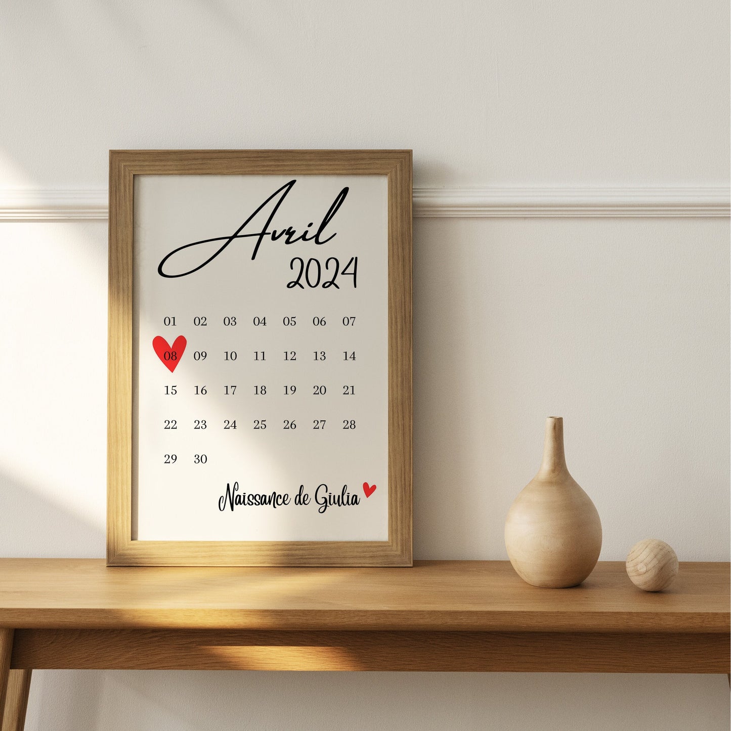 Affiche personnalisée date importante / couple / mariage / naissance