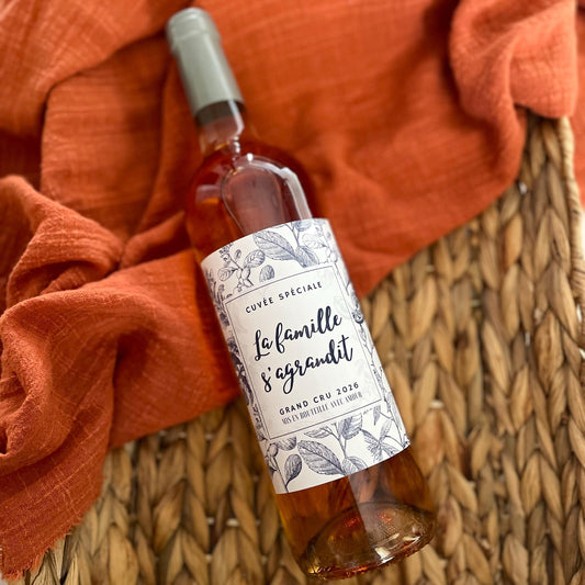 Étiquette bouteille de vin personnalisée – Annonce grossesse originale – Idée surprise famille