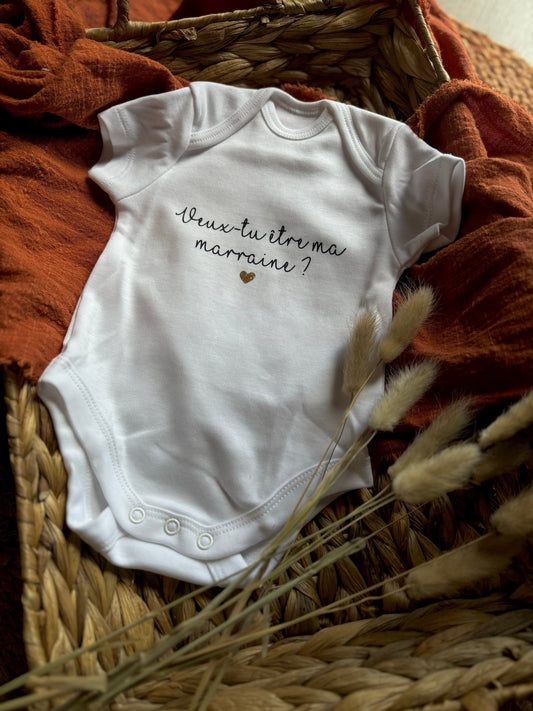 Body bébé demande marraine "Veux-tu être ma marraine ? ", annonce marraine