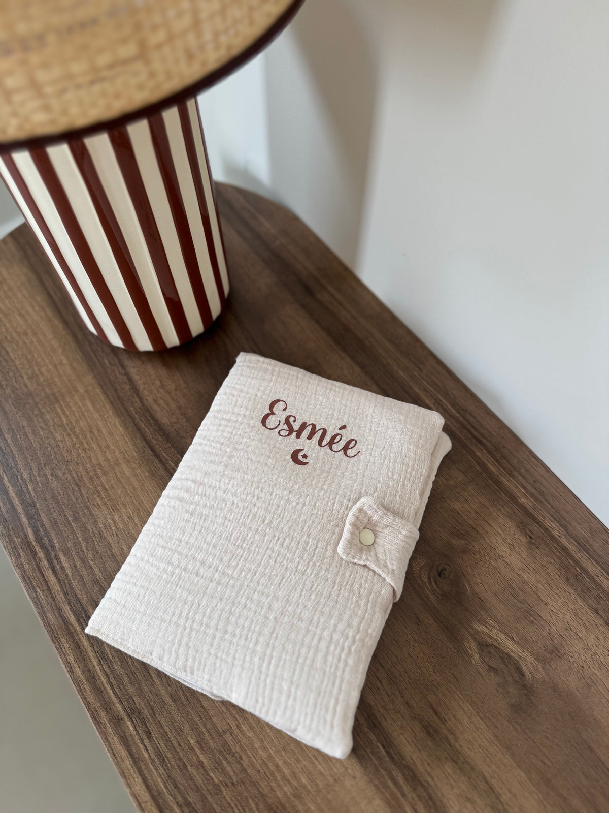 Protège carnet de santé personnalisé en double gaze de coton, cadeau naissance