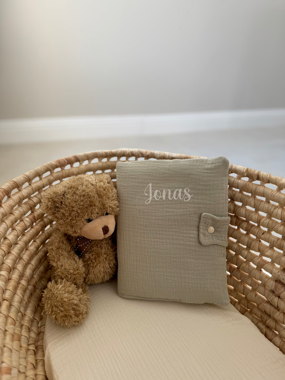 Protège carnet de santé personnalisé en double gaze de coton, cadeau naissance