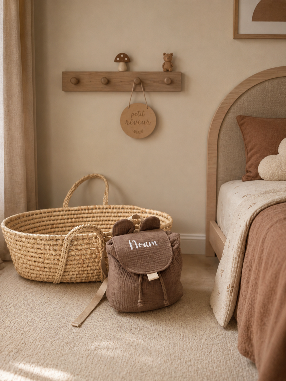 Sac à dos enfant personnalisé en gaze de coton - Sac à dos maternelle - Sac à dos crèche / nounou