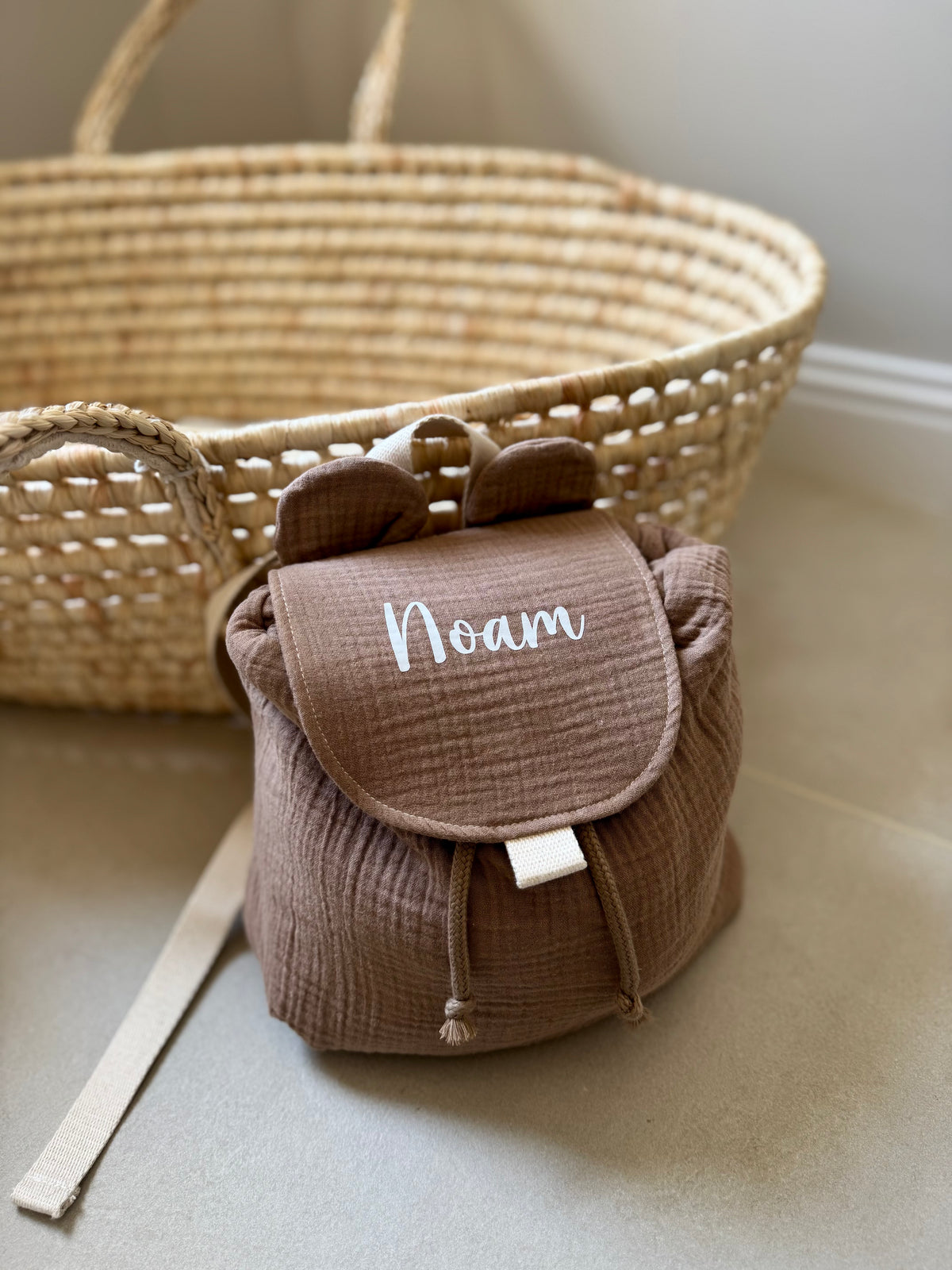 Sac à dos enfant personnalisé en gaze de coton - Sac à dos maternelle - Sac à dos crèche / nounou