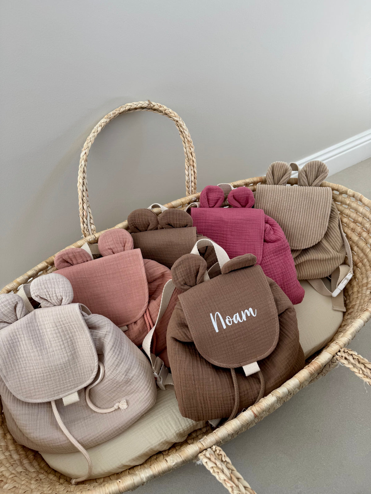 Sac à dos enfant personnalisé en gaze de coton - Sac à dos maternelle - Sac à dos crèche / nounou